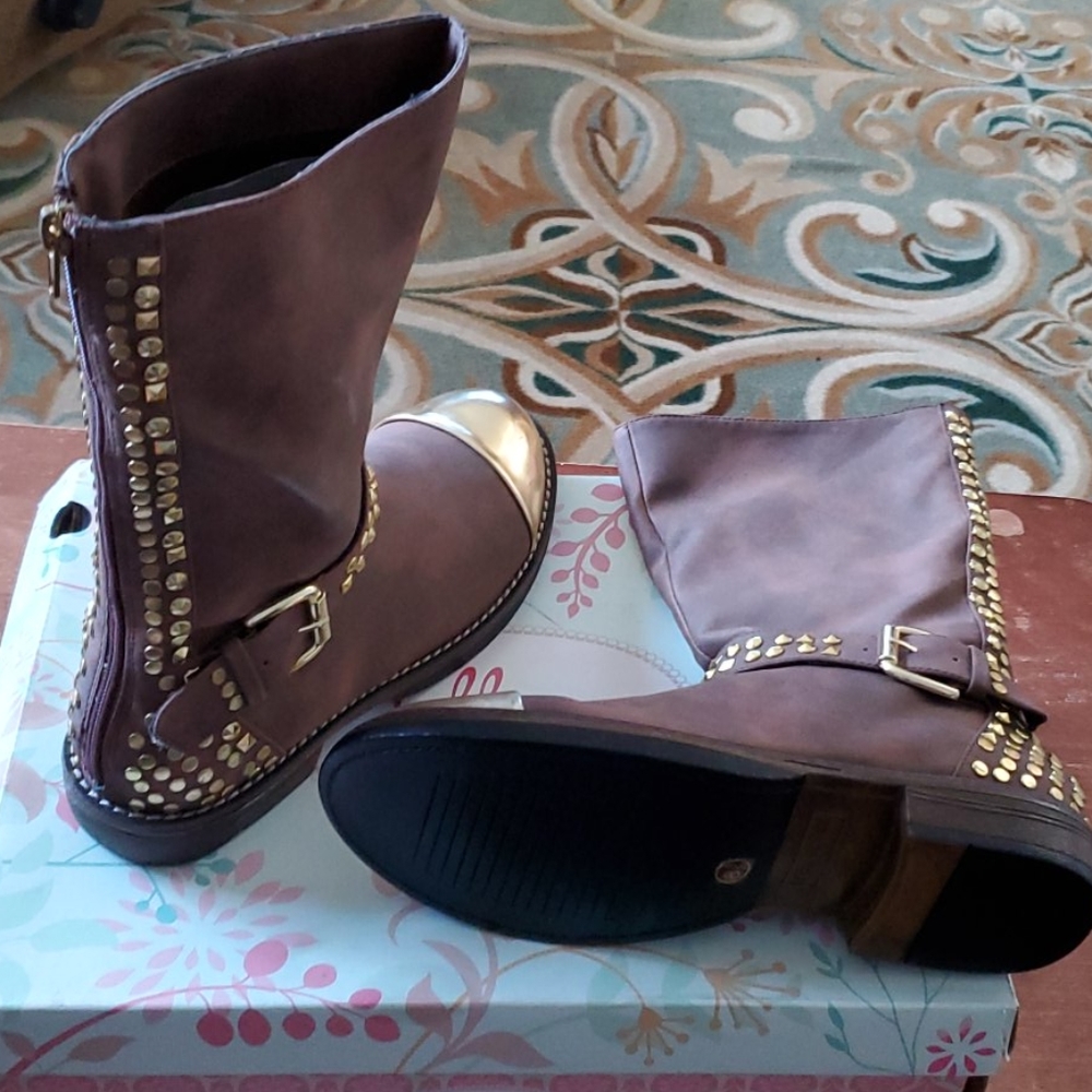 Brown studded boots